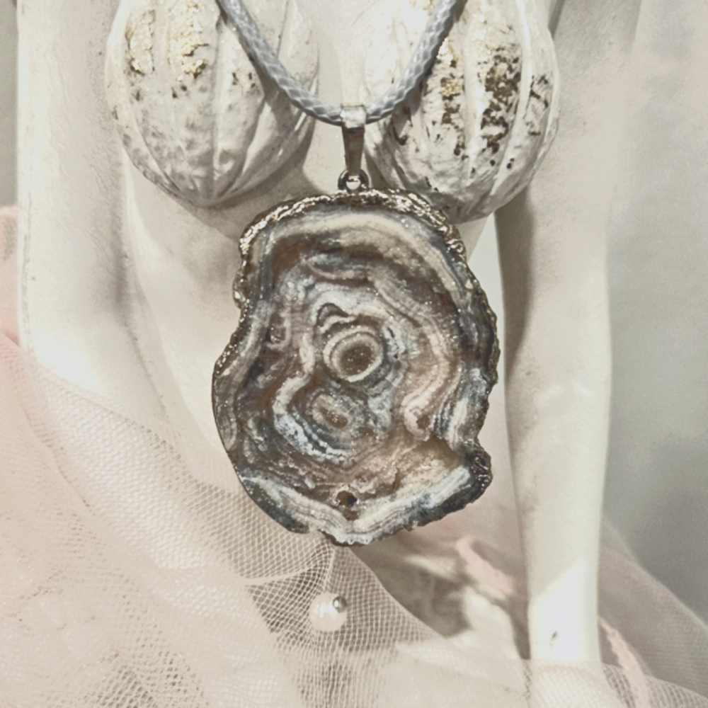 VINTAGE FIRE AND ICE LARGE DESERT DRUZY PENDANT IN STERLING SILVER